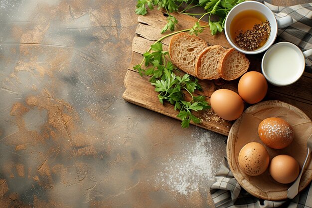 Składniki na śniadanie na stole